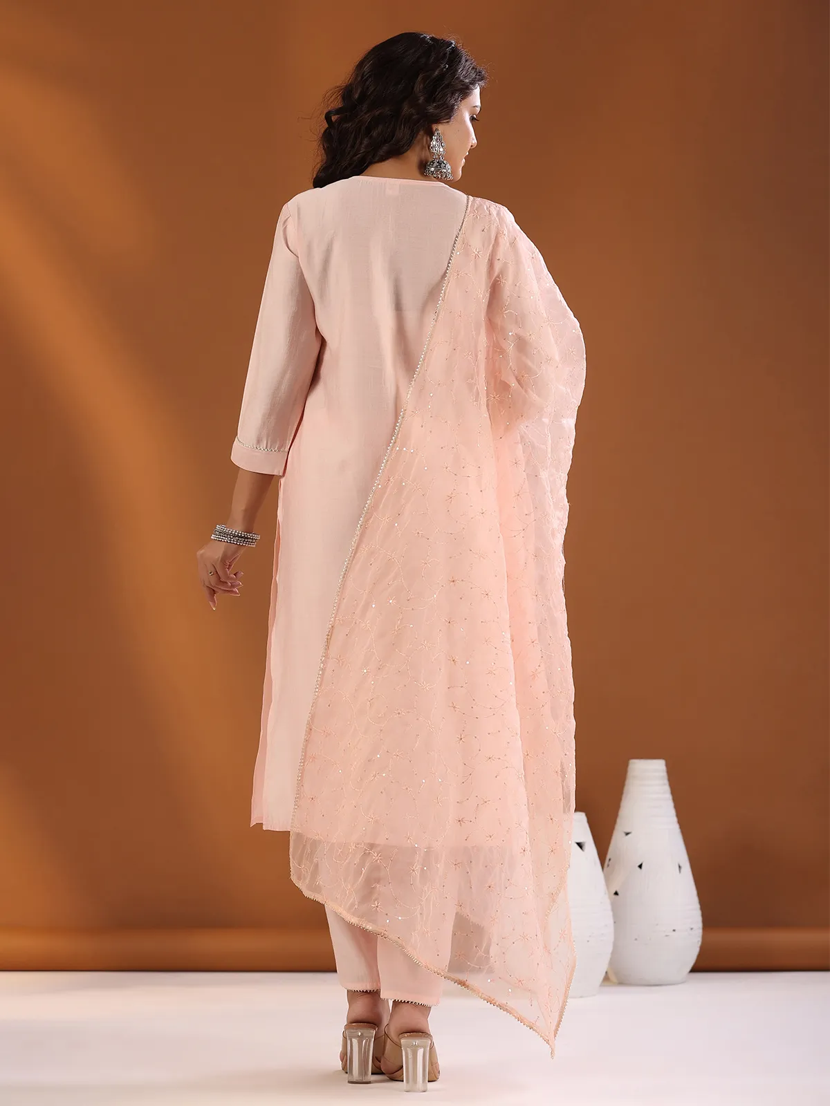 Latest peach cotton casual kurti set