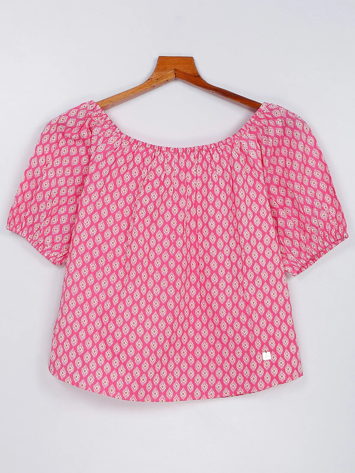 Latest pink cotton printed top