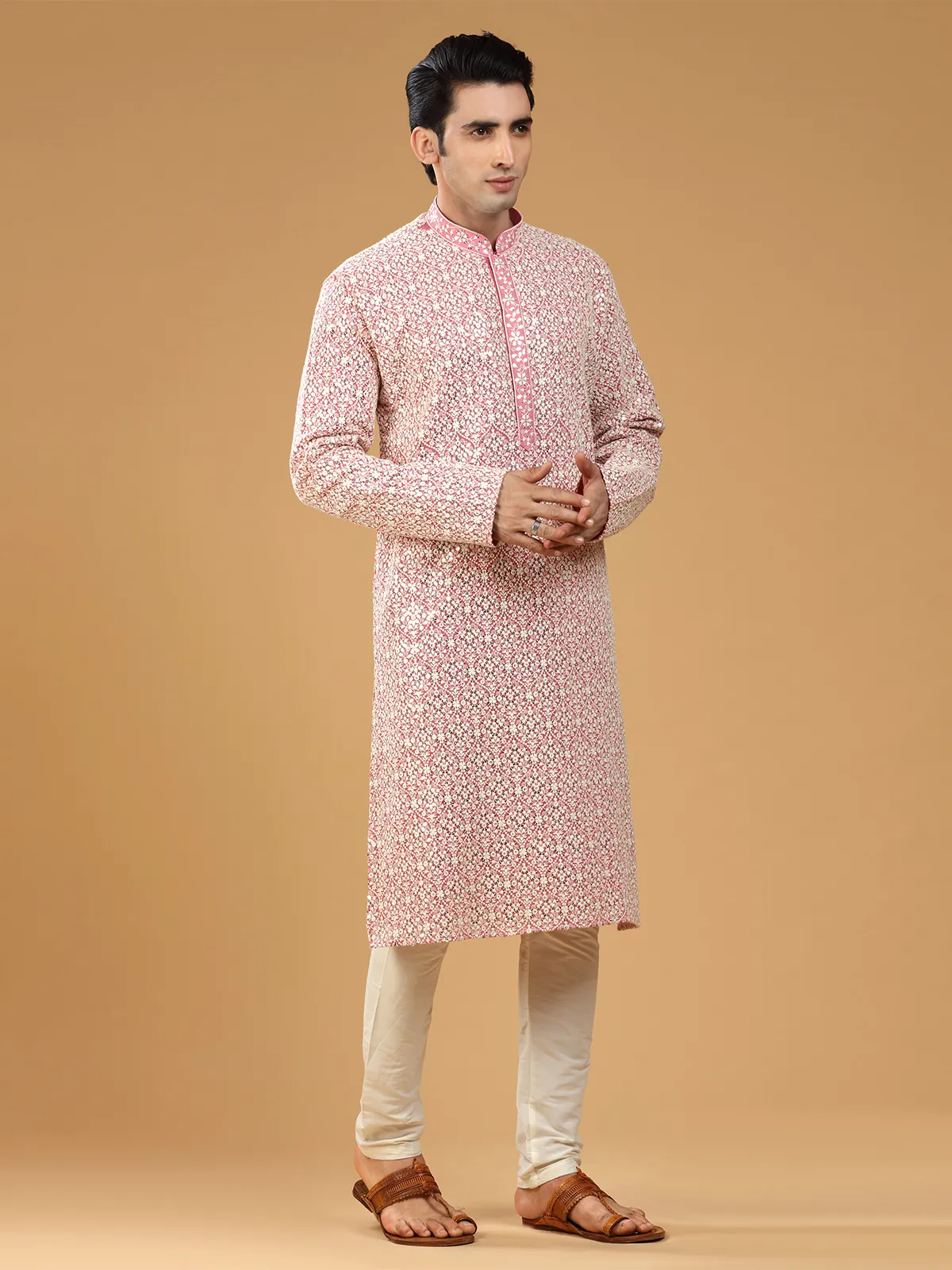 Latest pink georgette kurta suit