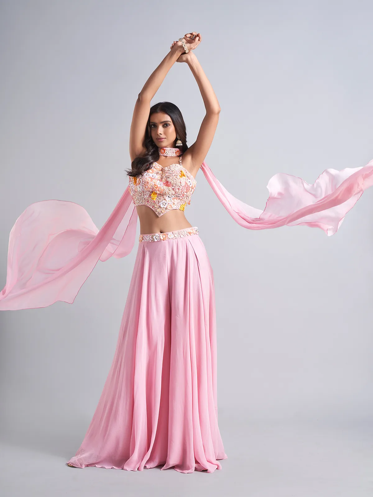 Latest pink georgette palazzo salwar suit