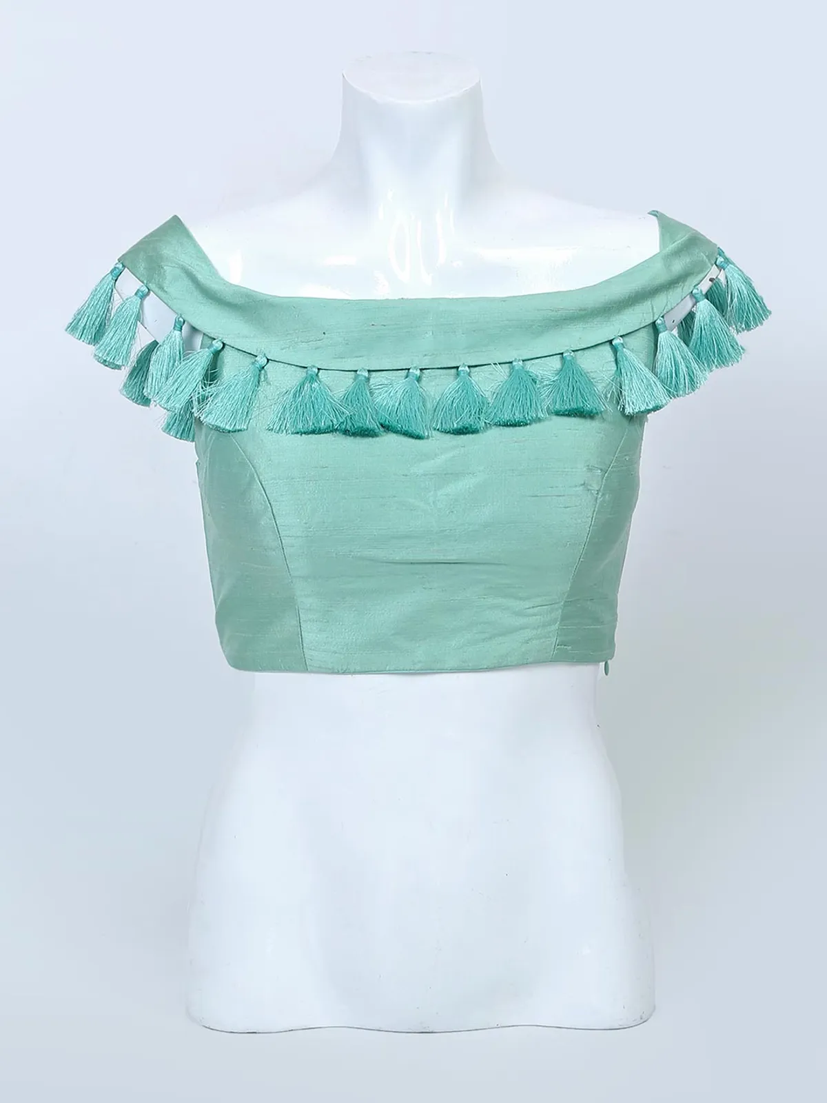 Latest pista green raw silk readymade blouse