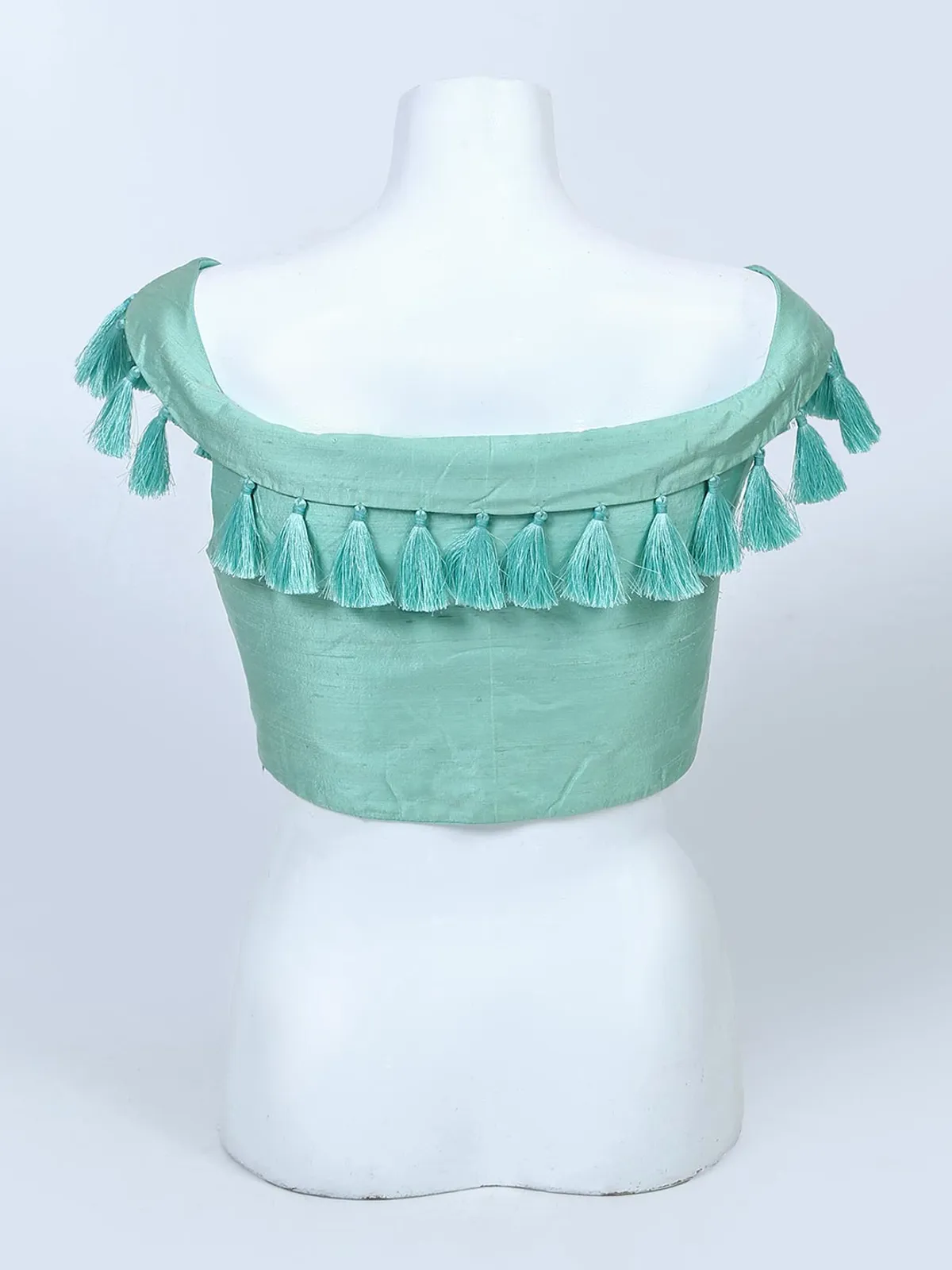 Latest pista green raw silk readymade blouse