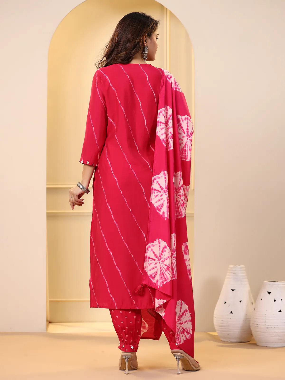 Latest printed magenta kurti set