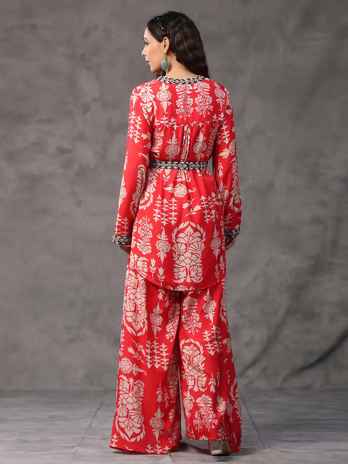 Latest red printed co ord set