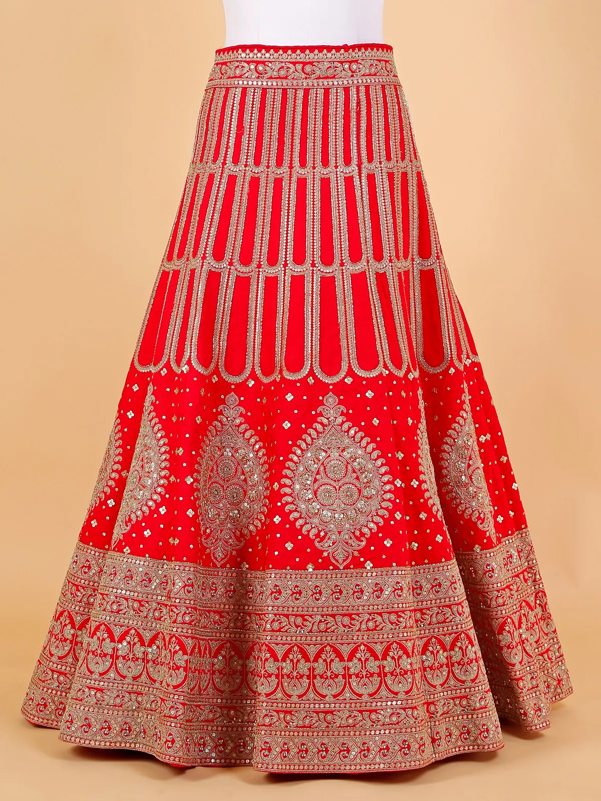 Latest red raw silk bridal lehenga choli