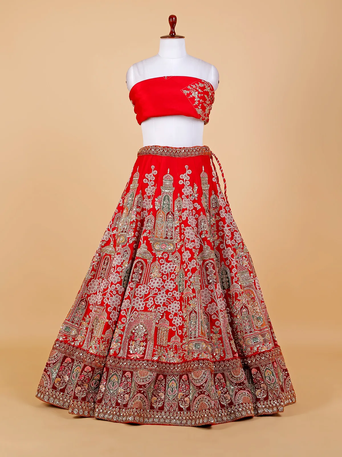 Latest red raw silk unstitched lehenga choli