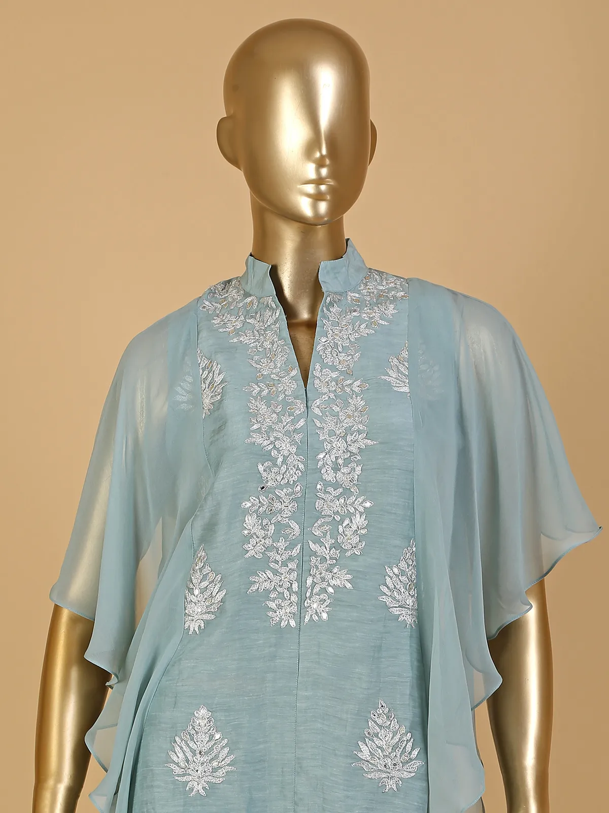 Latest sea green silk sharara set