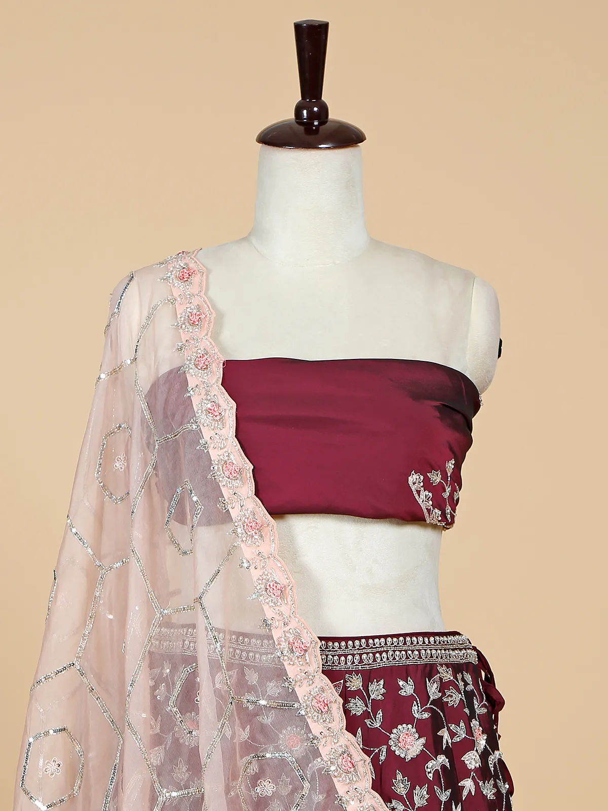 Latest wine unstitched lehenga choli