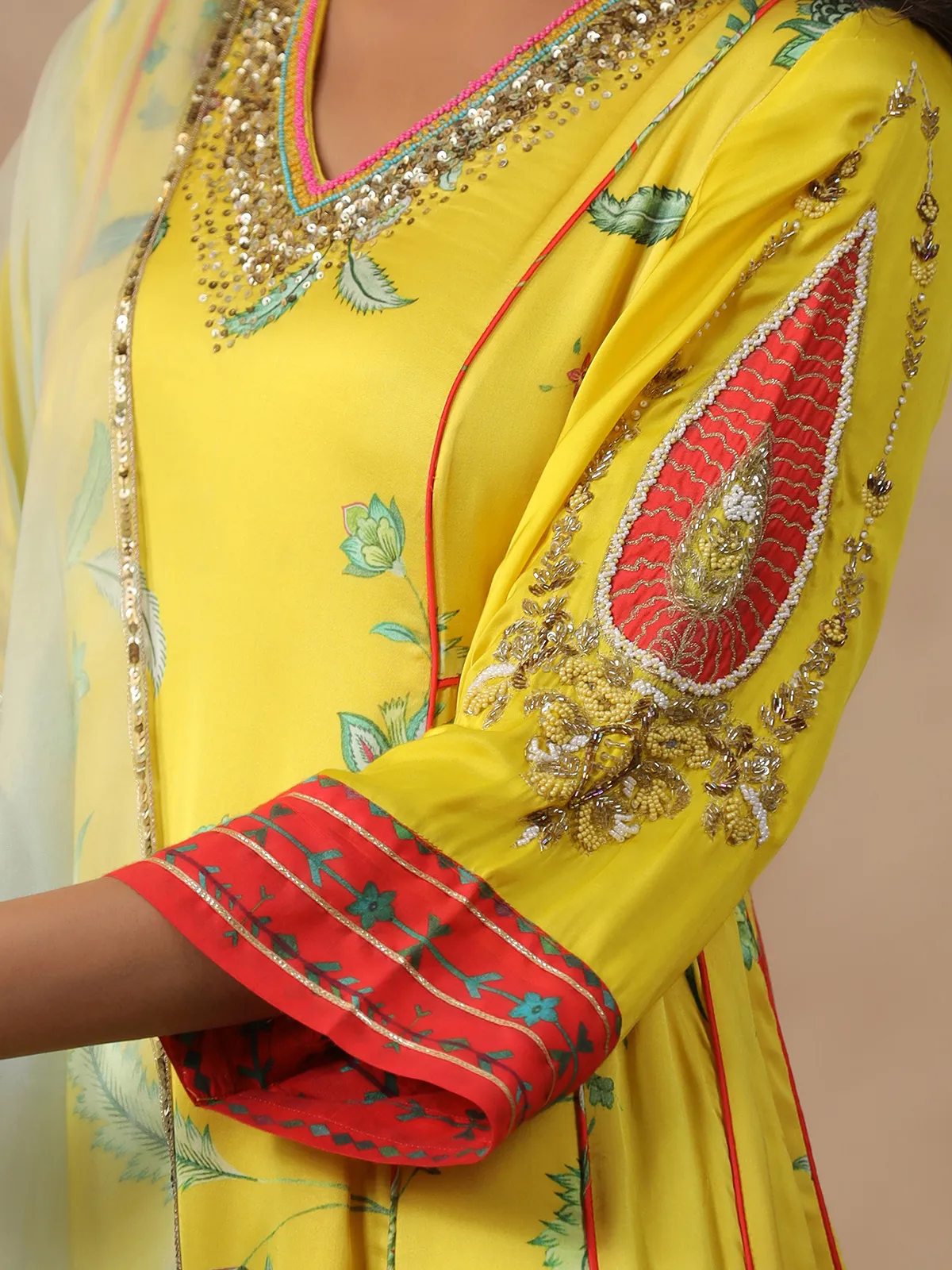 Latest yellow silk kurti set