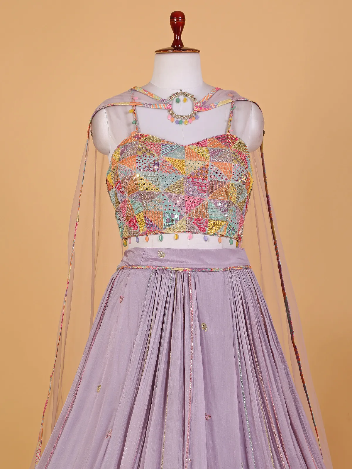 Lavender chiffon designer lehenga choli