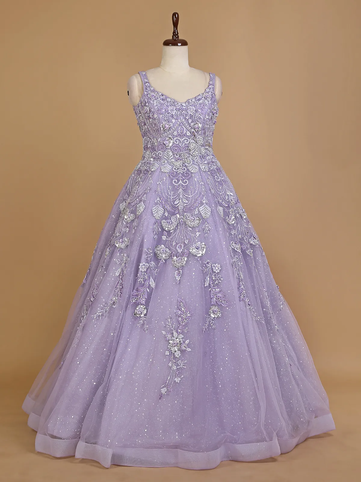 Lavender net gown for bridal reception