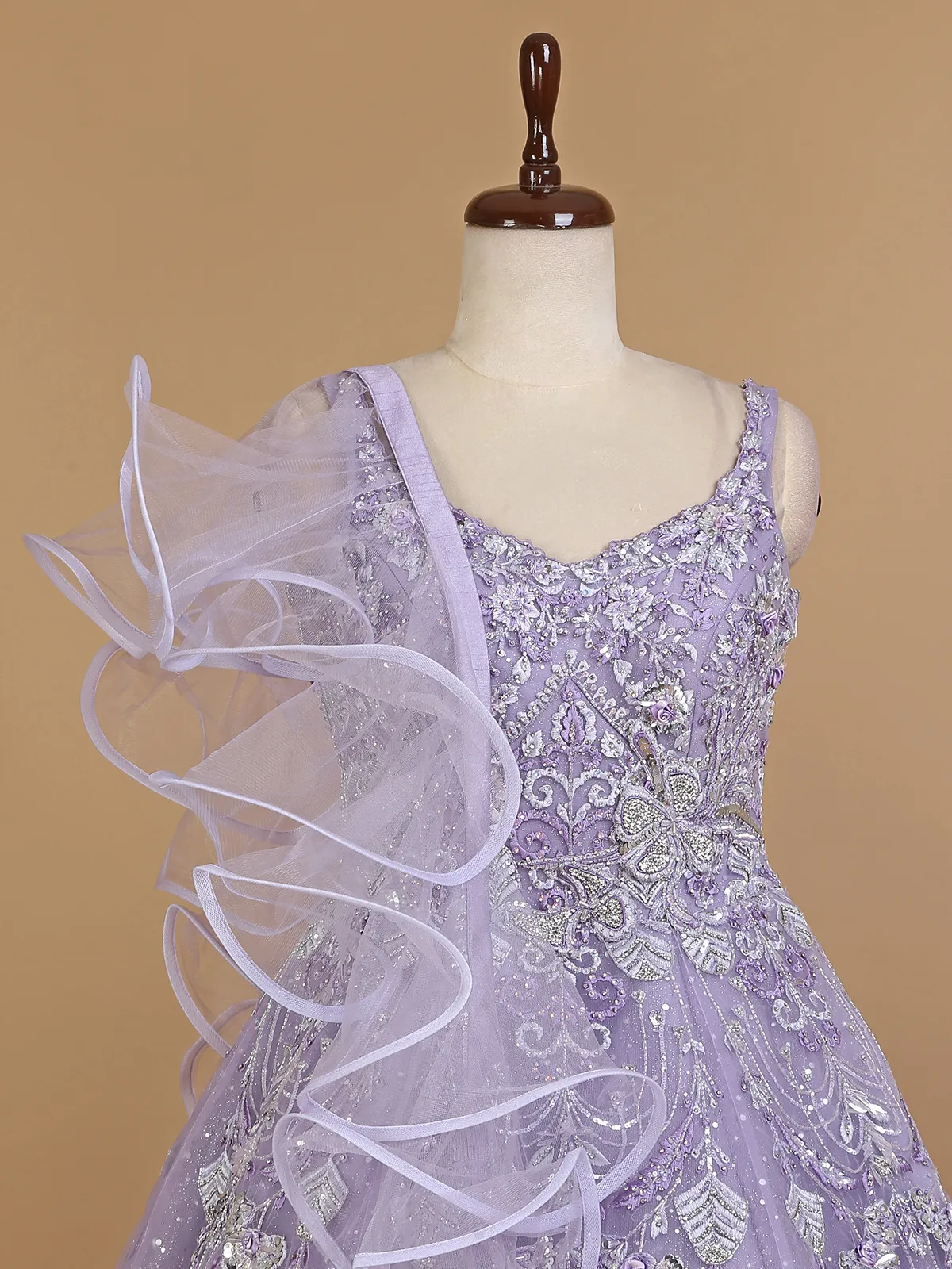 Lavender net gown for bridal reception