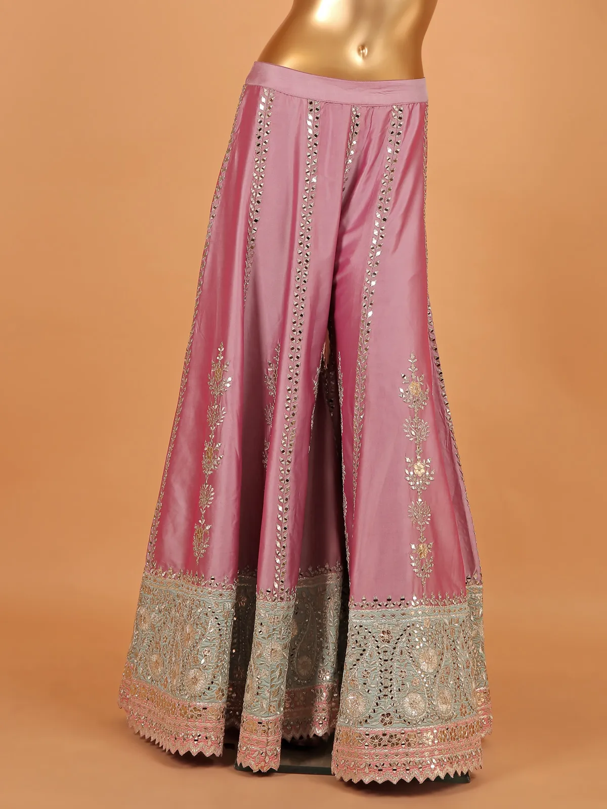 Lavender silk palazzo suit for festive