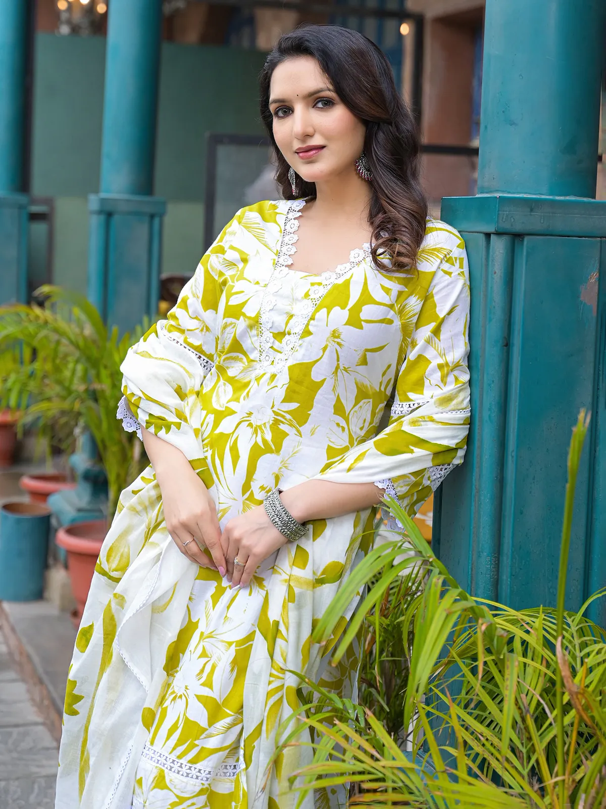 Lemon green cotton printed kurti set for women-G3-WKS479 | United... Lemon green cotton printed kurti set for women-G3-WKS479 | United...