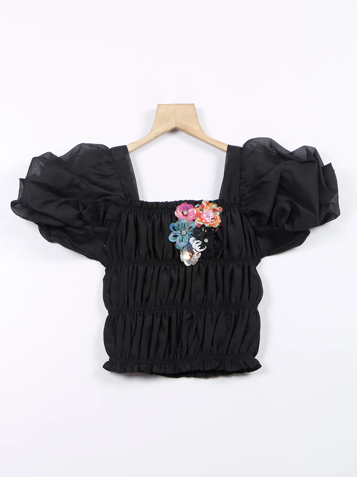 Leo n Babes black georgette plain top