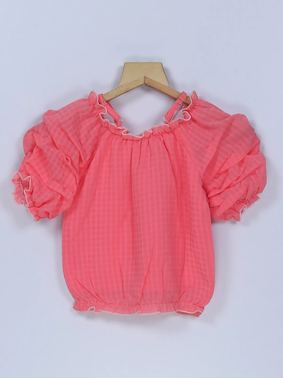 Leo n Babes coral pink georgette top