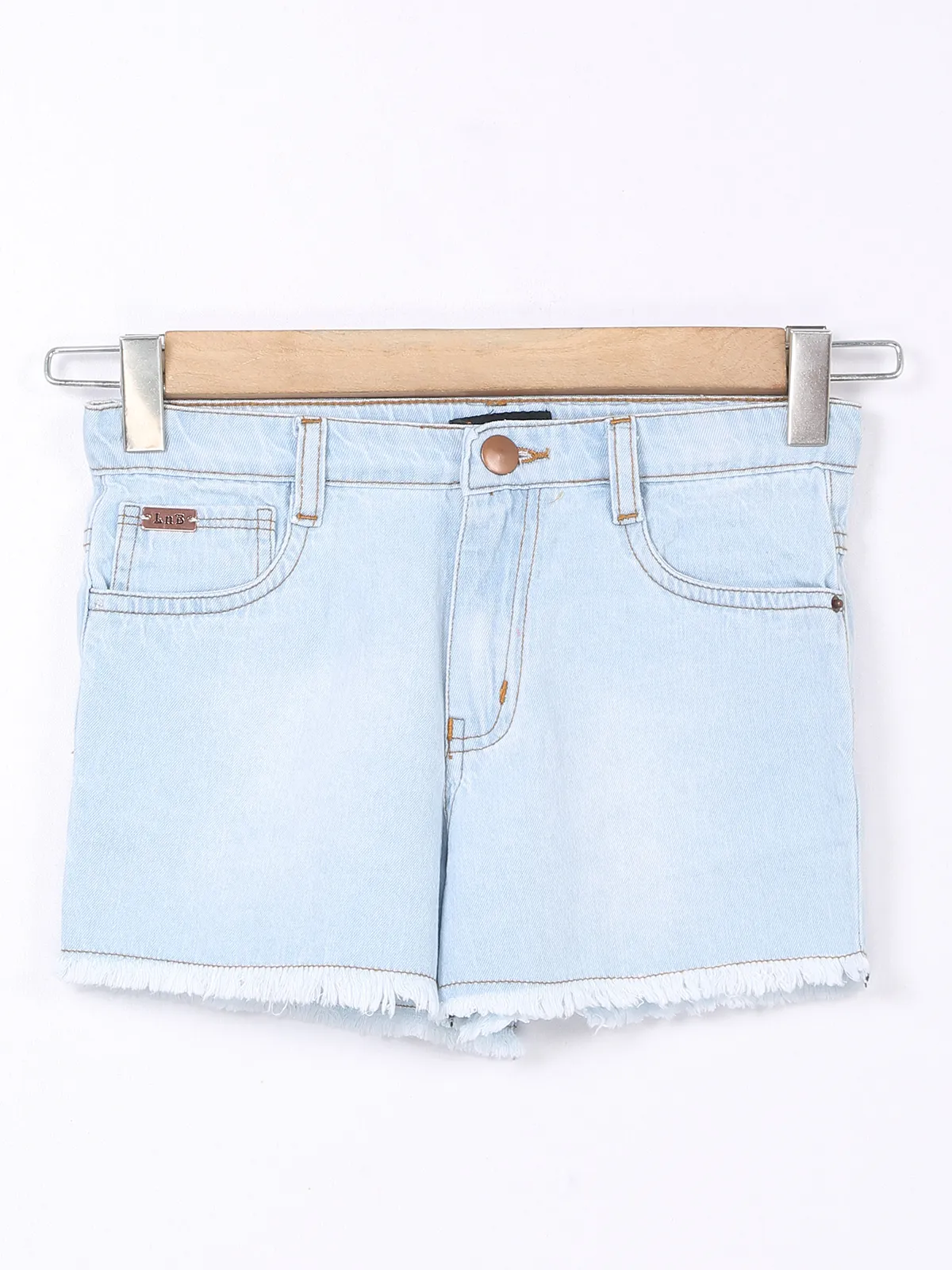 Leo n Babes ice blue washed shorts