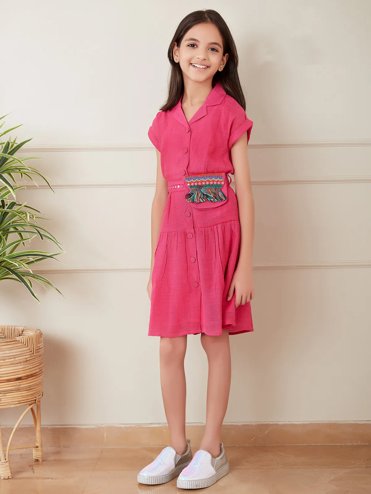 Leo n Babes magenta plain frock