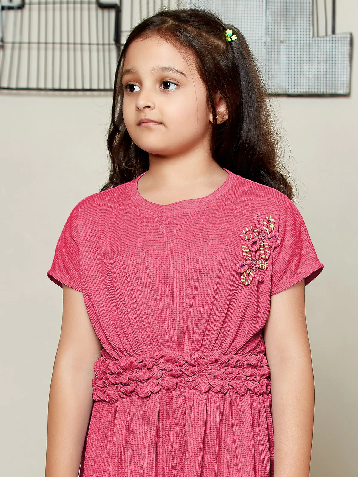 Leo n Babes pink knitted casual frock for girls