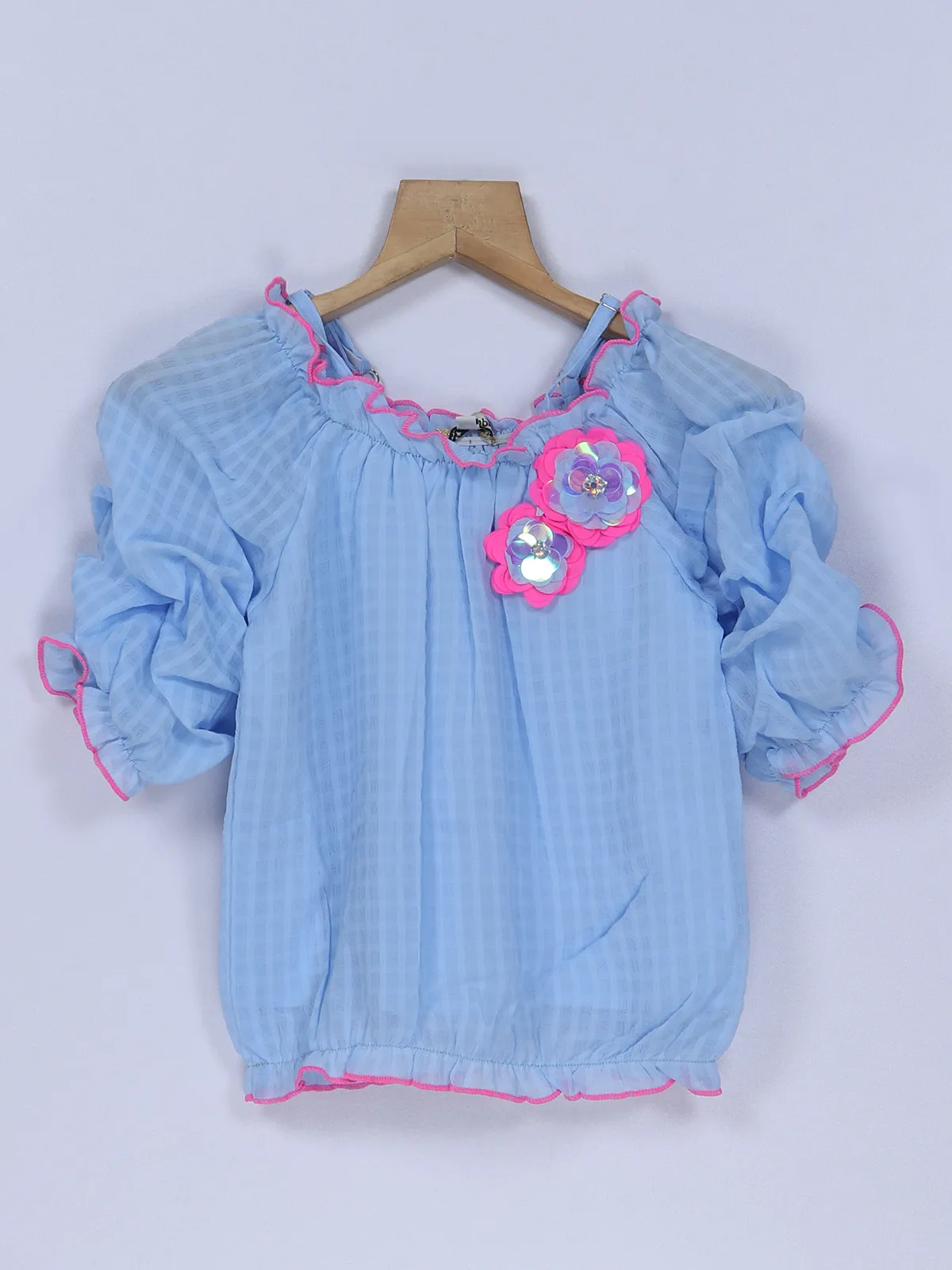 Leo n Babes sky blue georgette girls top