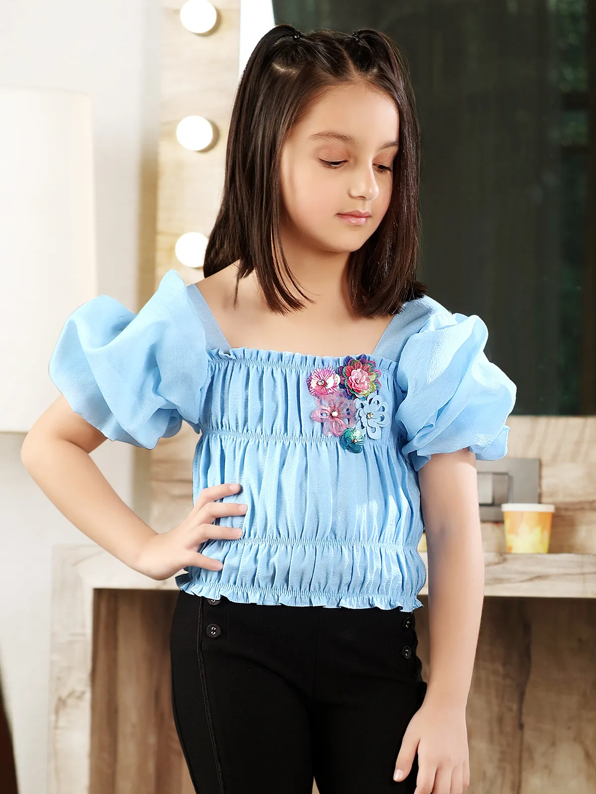 Leo n Babes sky blue georgette top