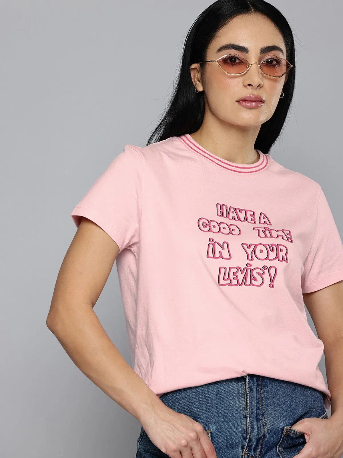 LEVIS blush pink cotton printed t shirt G3 WTO5166