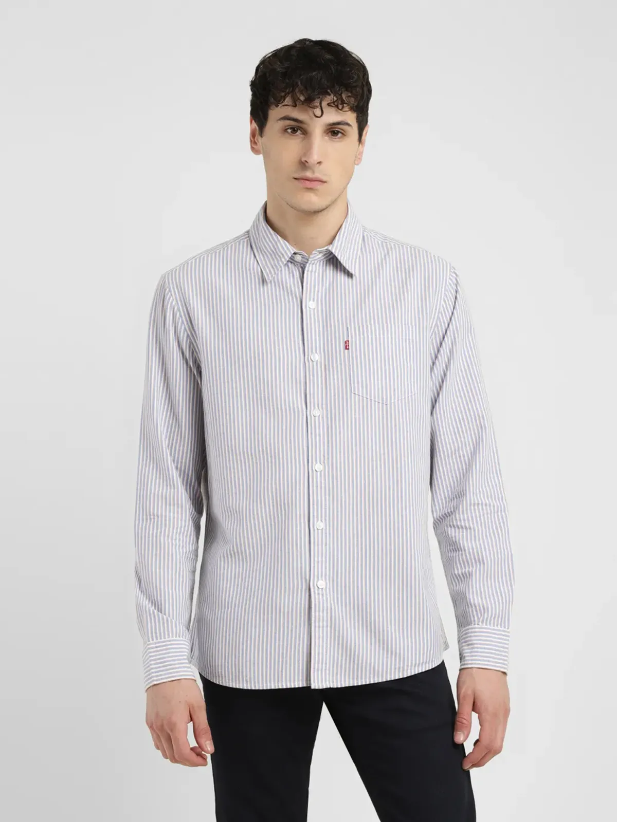 Levis light grey stripe shirt