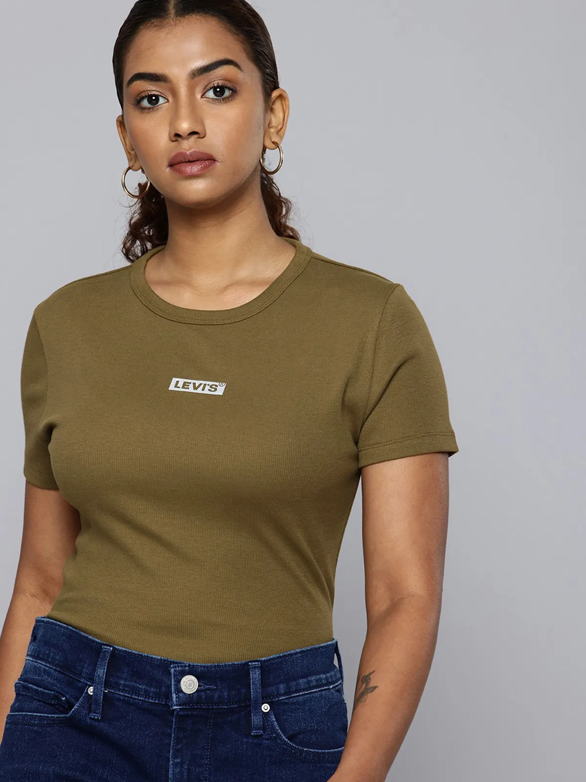 LEVIS mehendi green cotton t-shirt