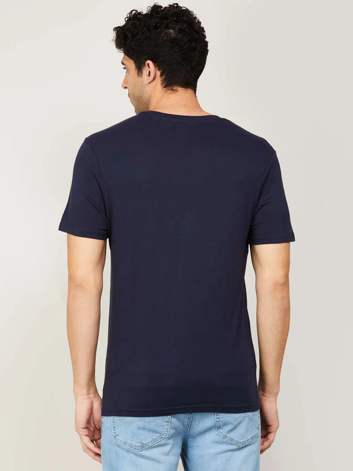 Levis navy plain slim fit cotton casual t shirt