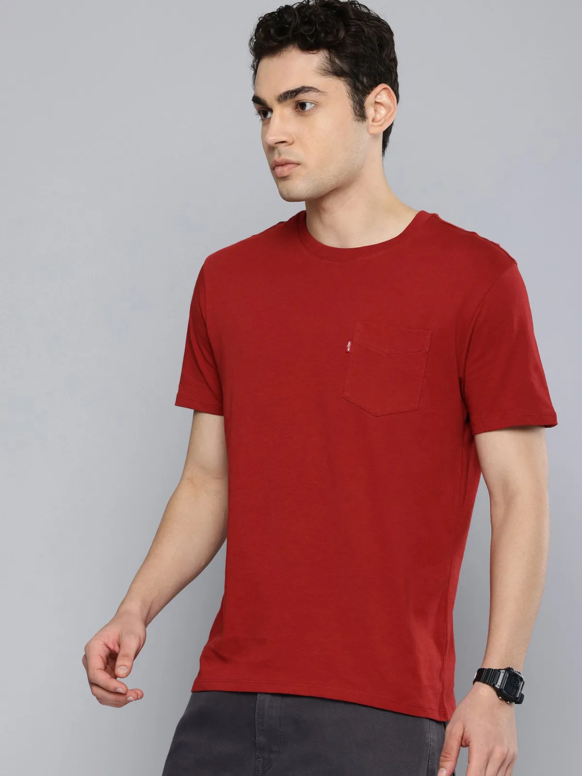 LEVIS plain red cotton t-sirt for casual