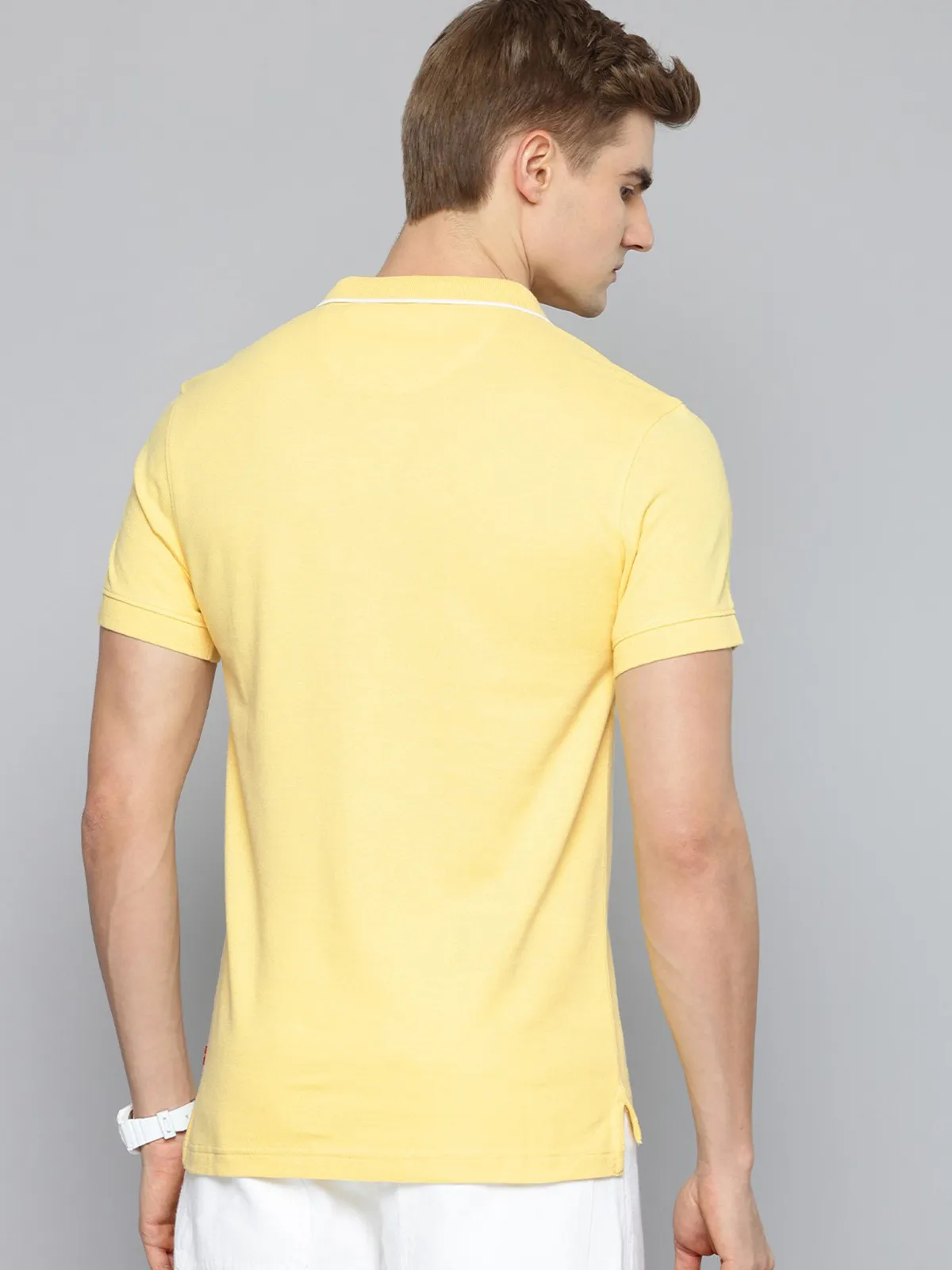 LEVIS plain yellow cotton slim fit t-shirt