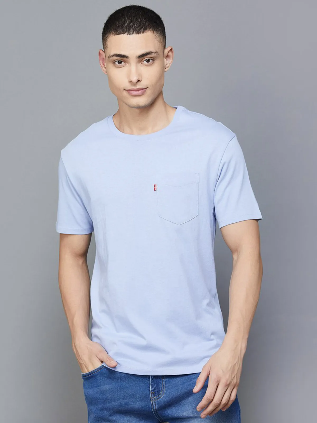 Levis sky blue plain cotton t-shirt