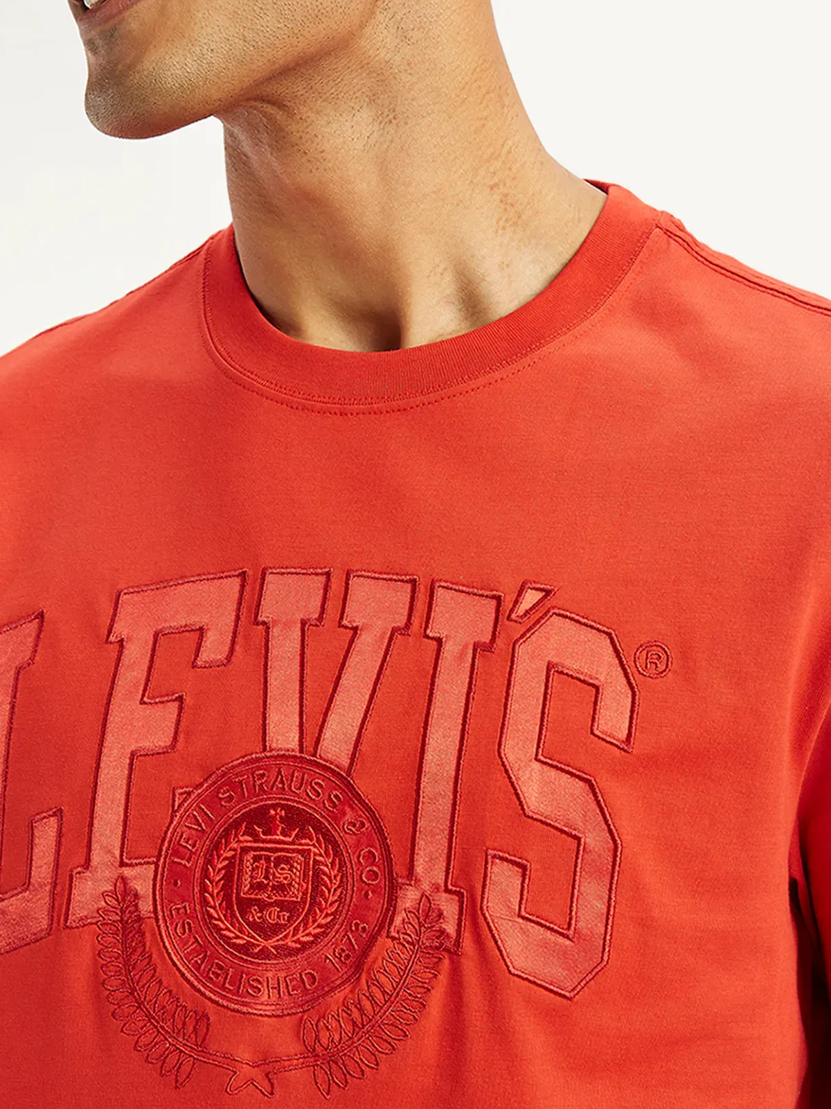 LEVIS slim fit red cotton t-shirt for men