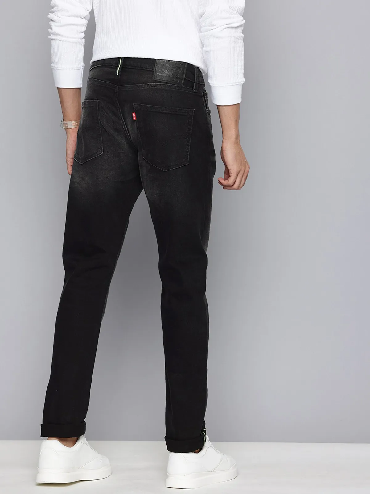 LEVIS washed charcoal black tapered fit denim