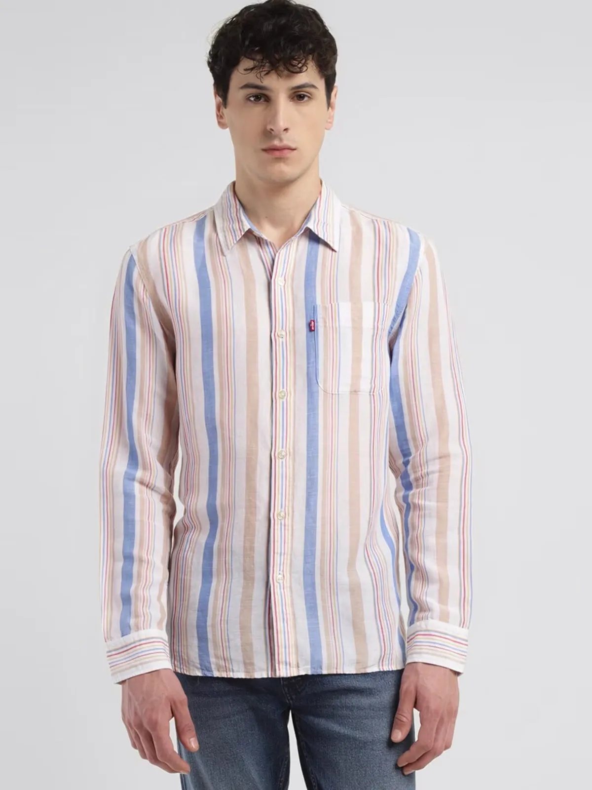 LEVIS white and blue stripe casual shirt