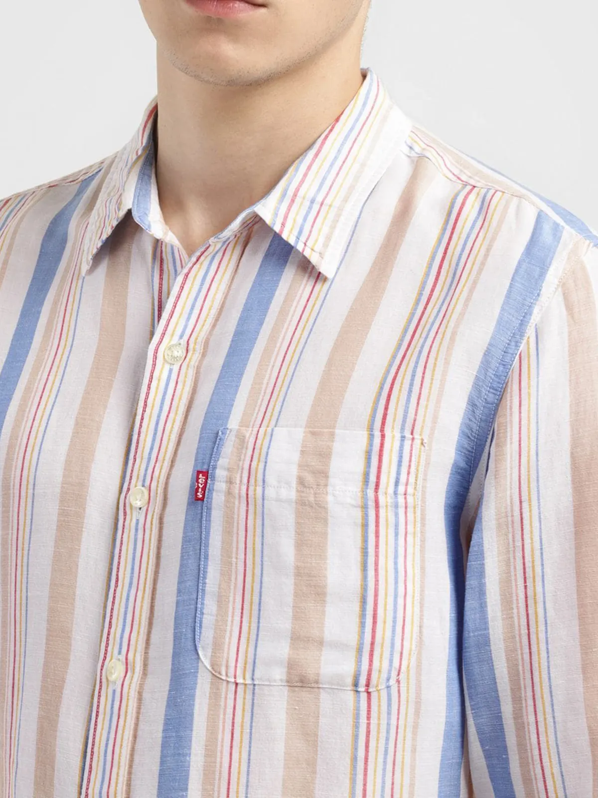 LEVIS white and blue stripe casual shirt