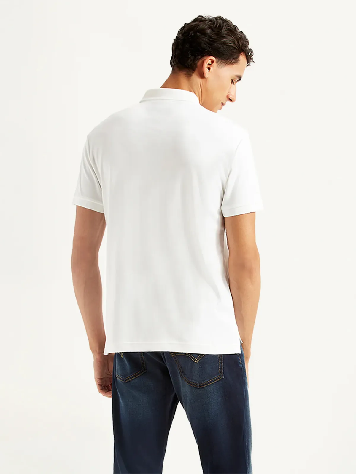 LEVIS white cotton slim fit polo mens t-shirt