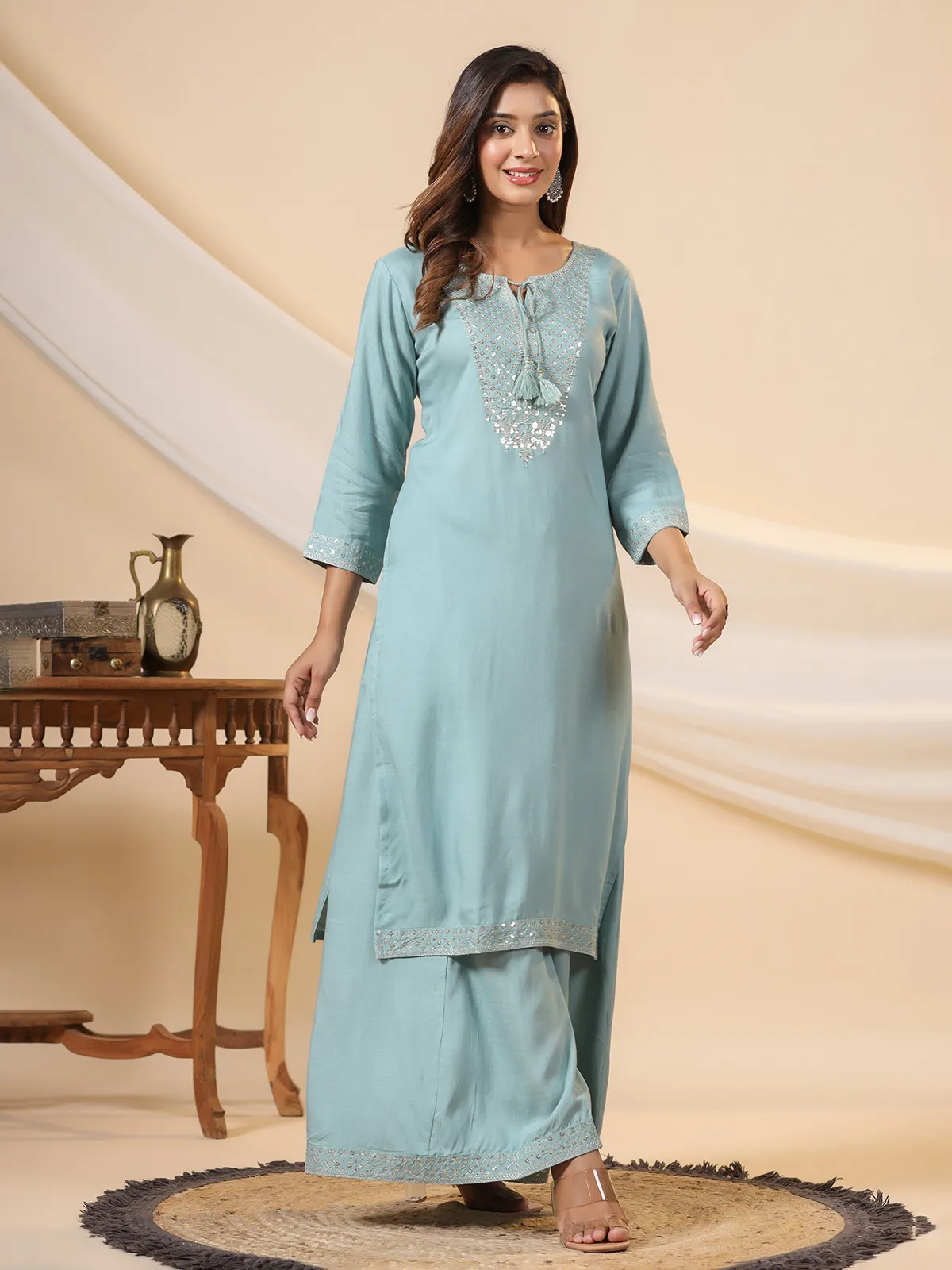 Light blue cotton palazzo set