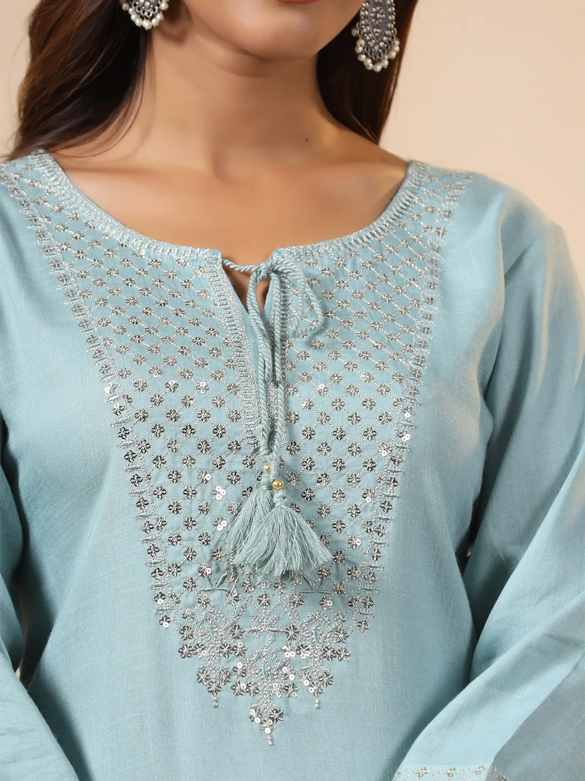 Light blue cotton palazzo set