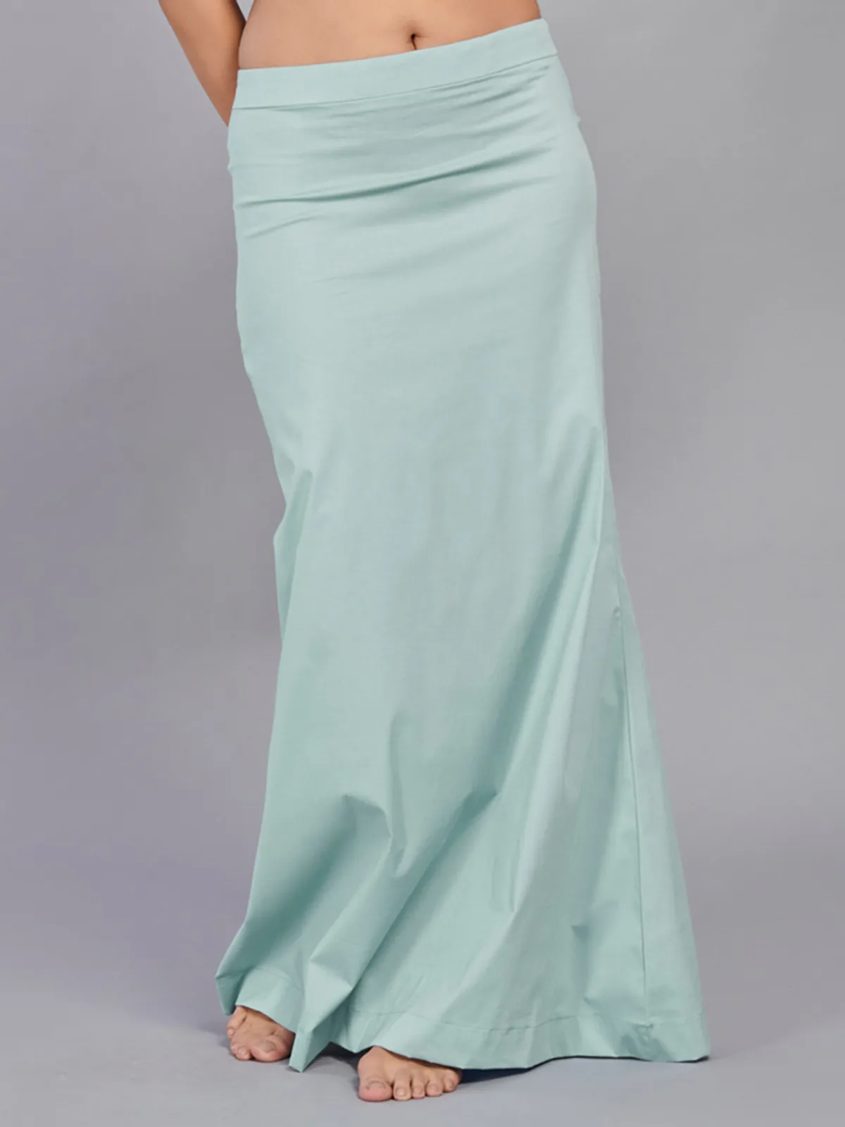 Light blue plain saree shapewear