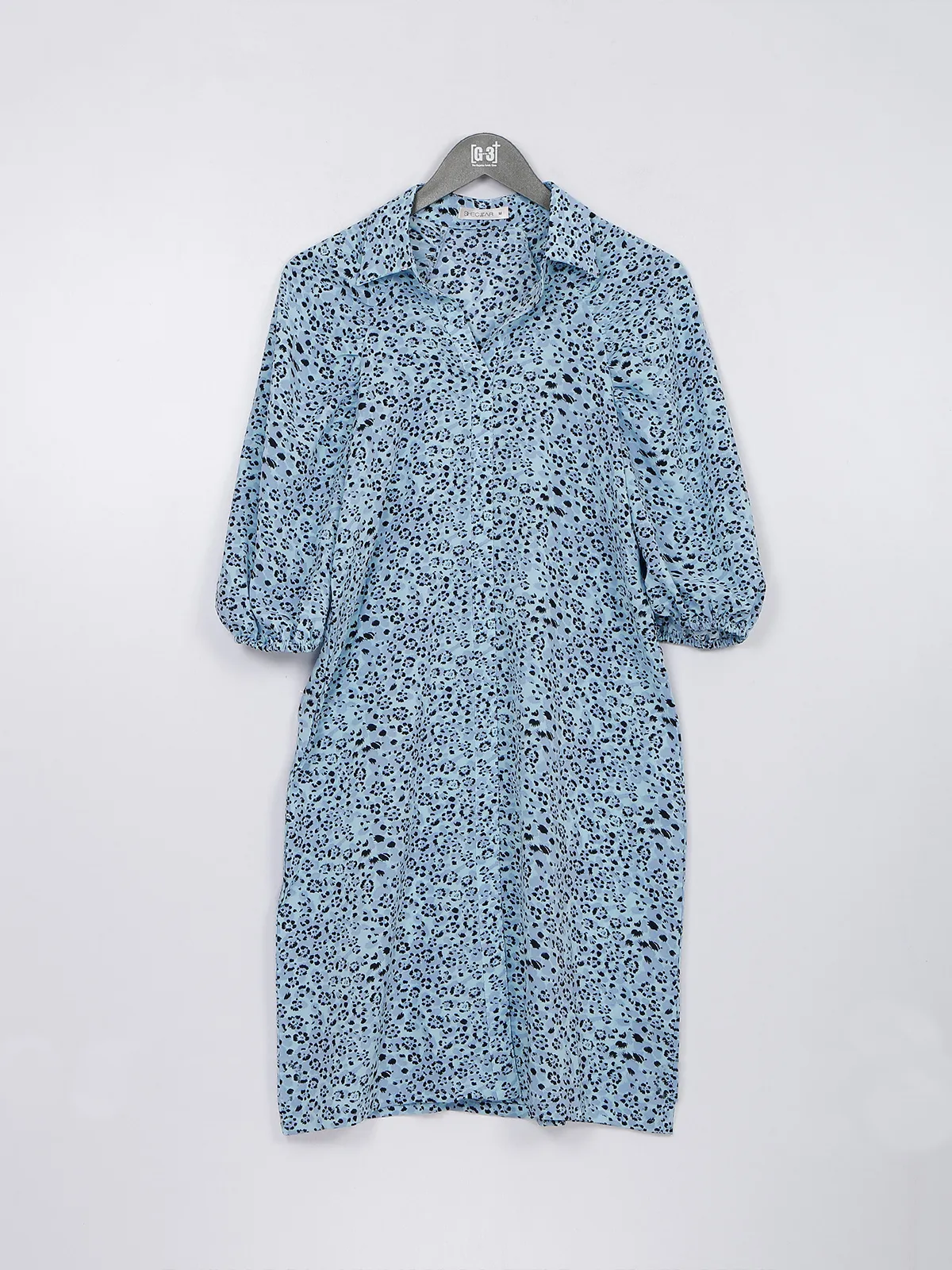 Light blue printed casual dress