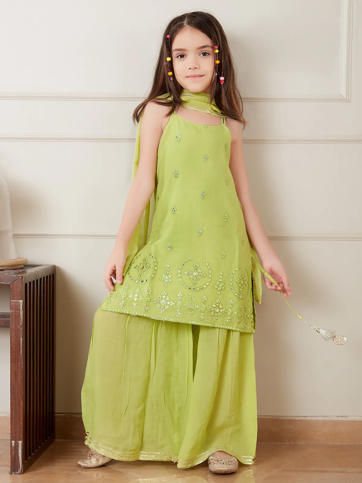 Light green cotton sharara suit