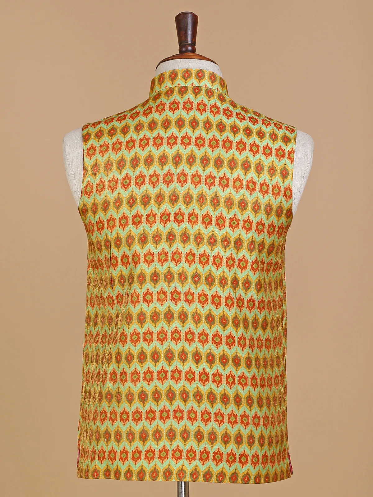 Light green silk printed waistcoat