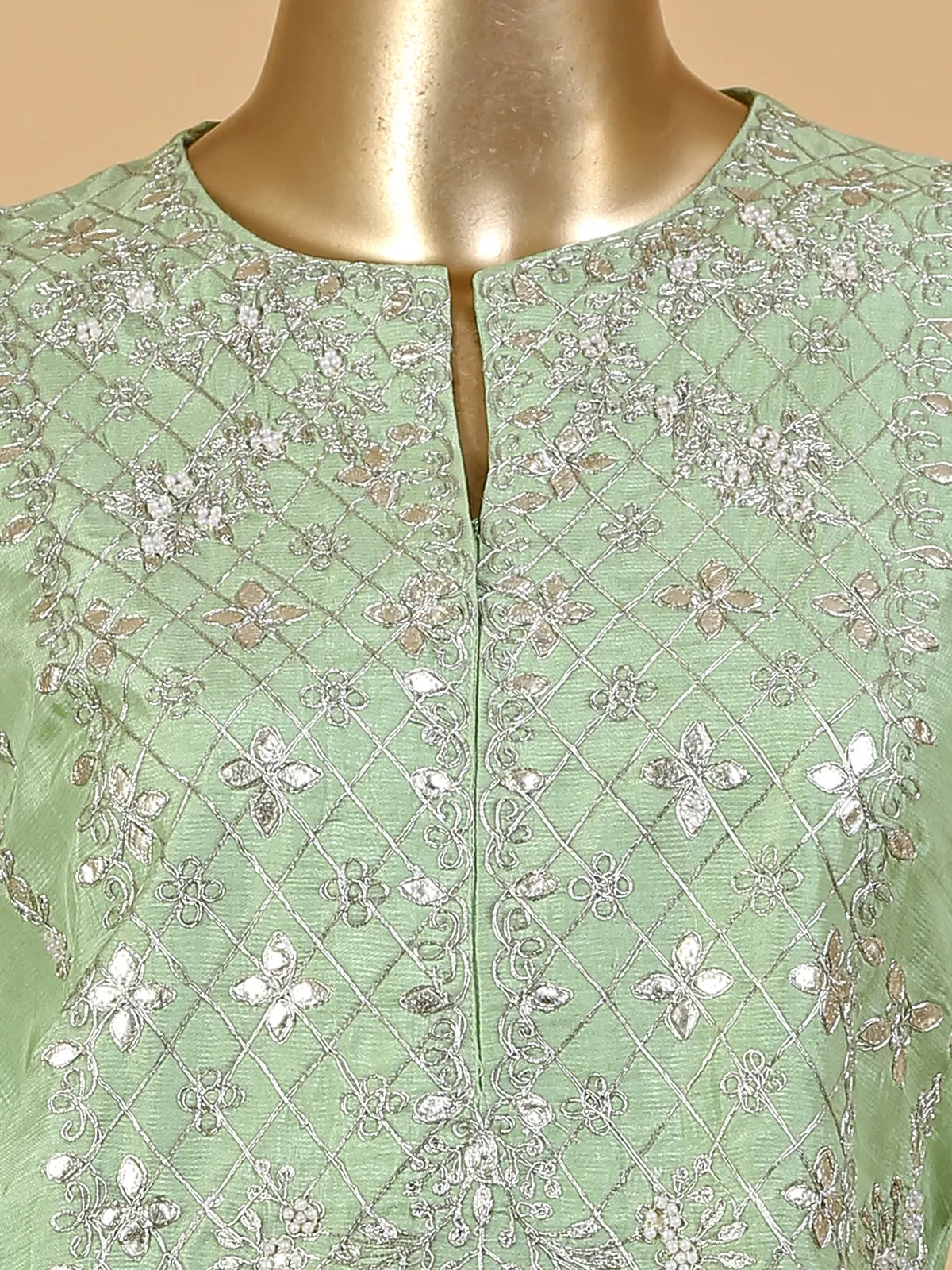 Light green silk sharara suit