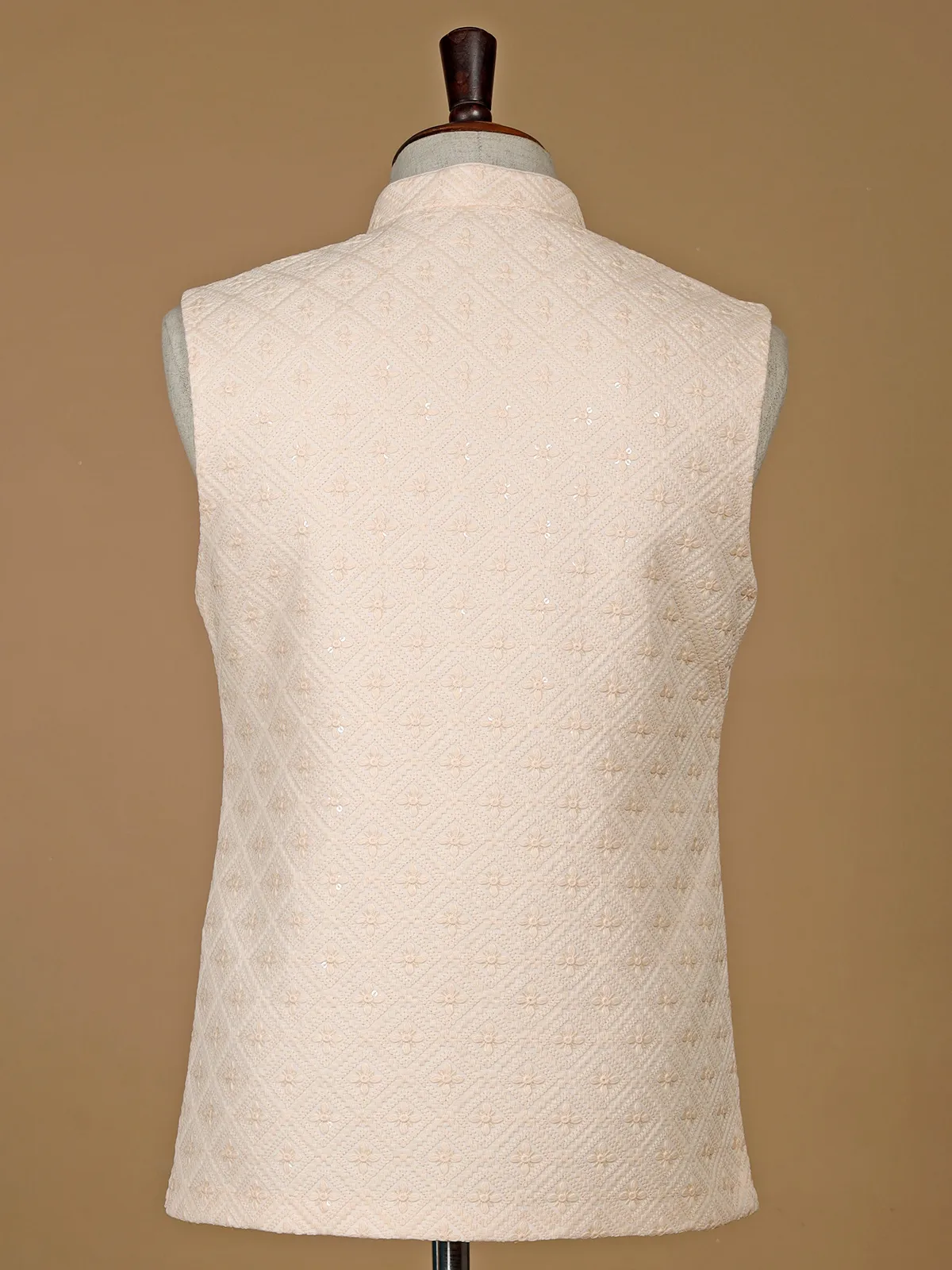 Light peach silk waistcoat for wedding