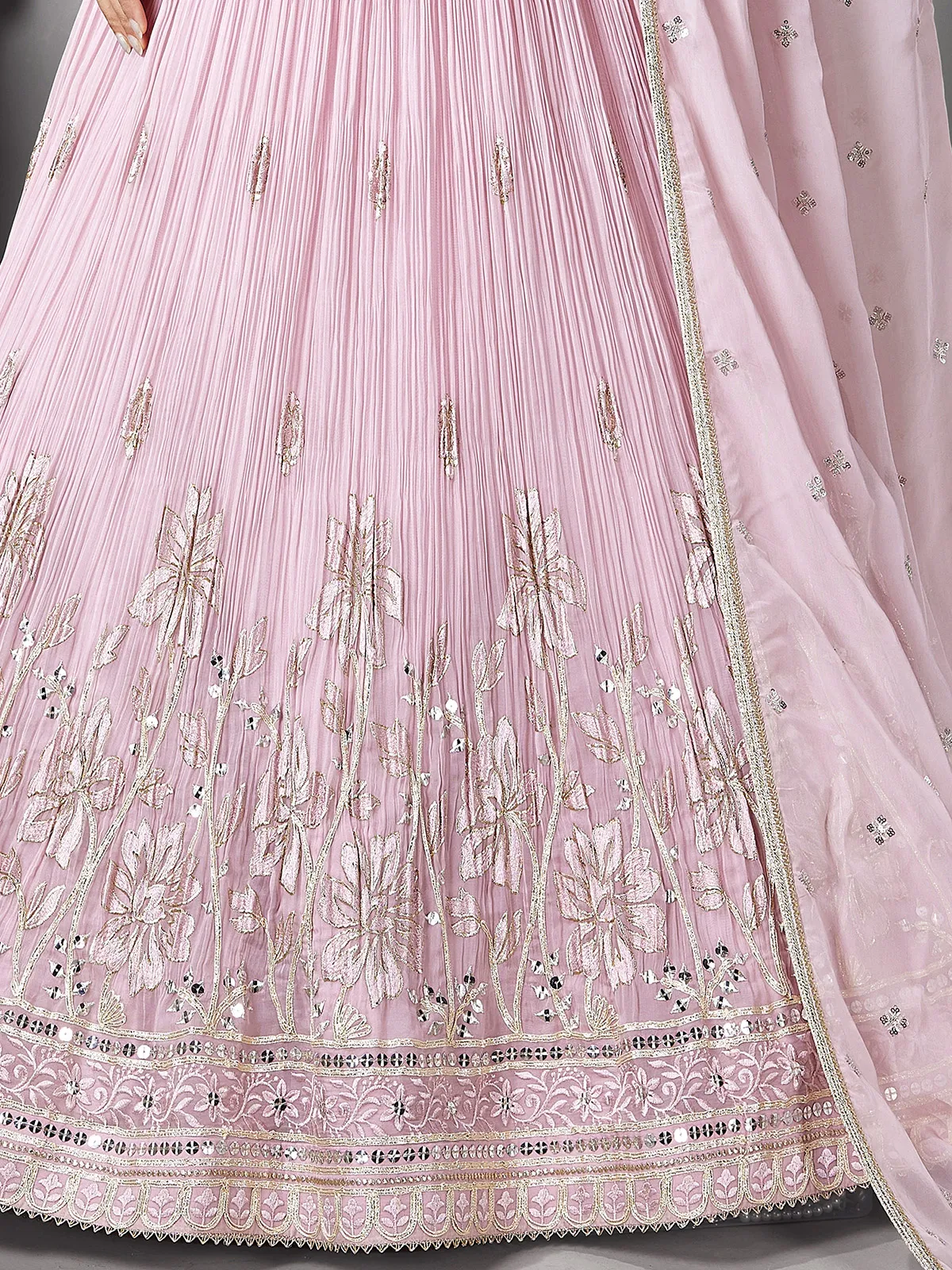light pink anarkali dress Palmer Organza Light Pink Anarkali Kurta Set