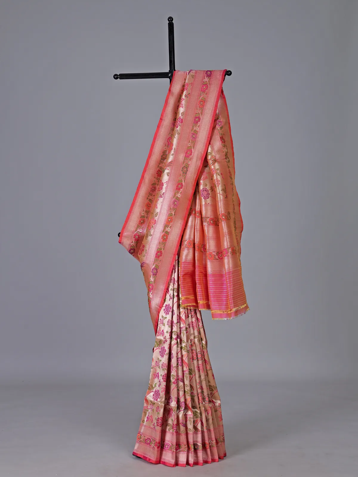Light pink banarasi silk woven festive saree