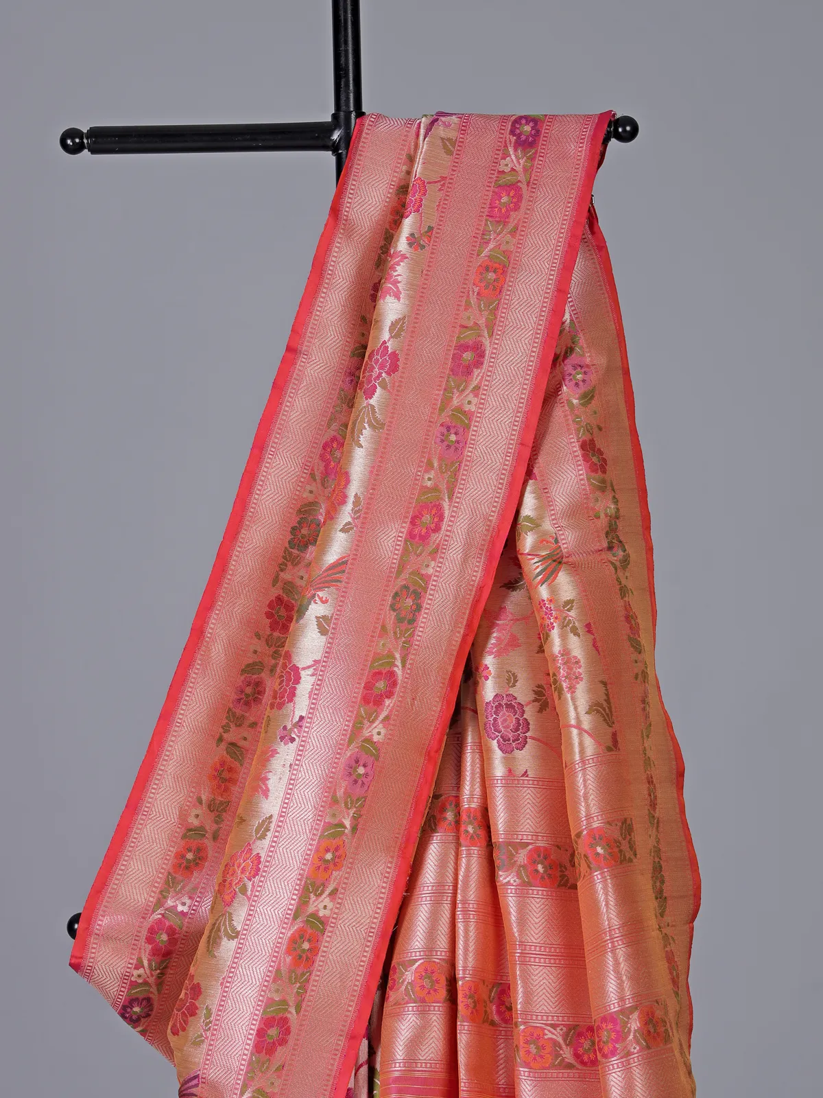 Light pink banarasi silk woven festive saree
