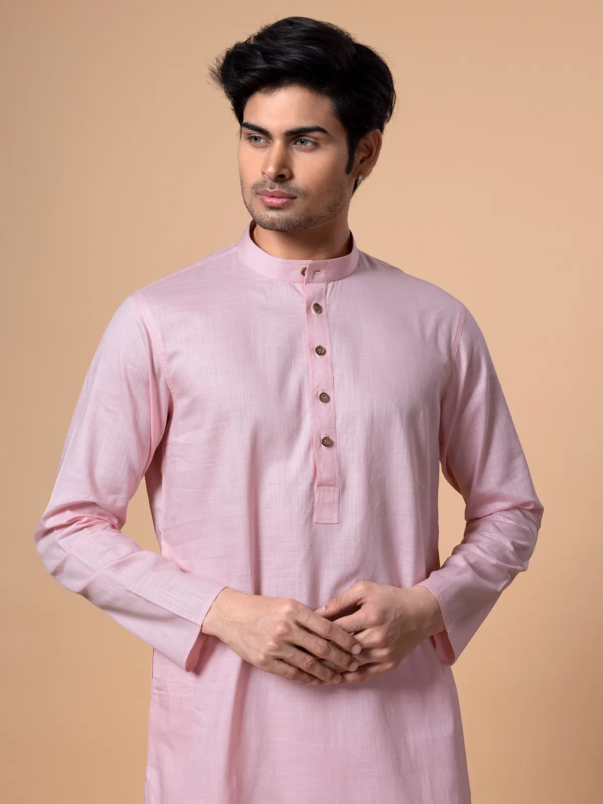 Light pink cotton Kurta Set for Men