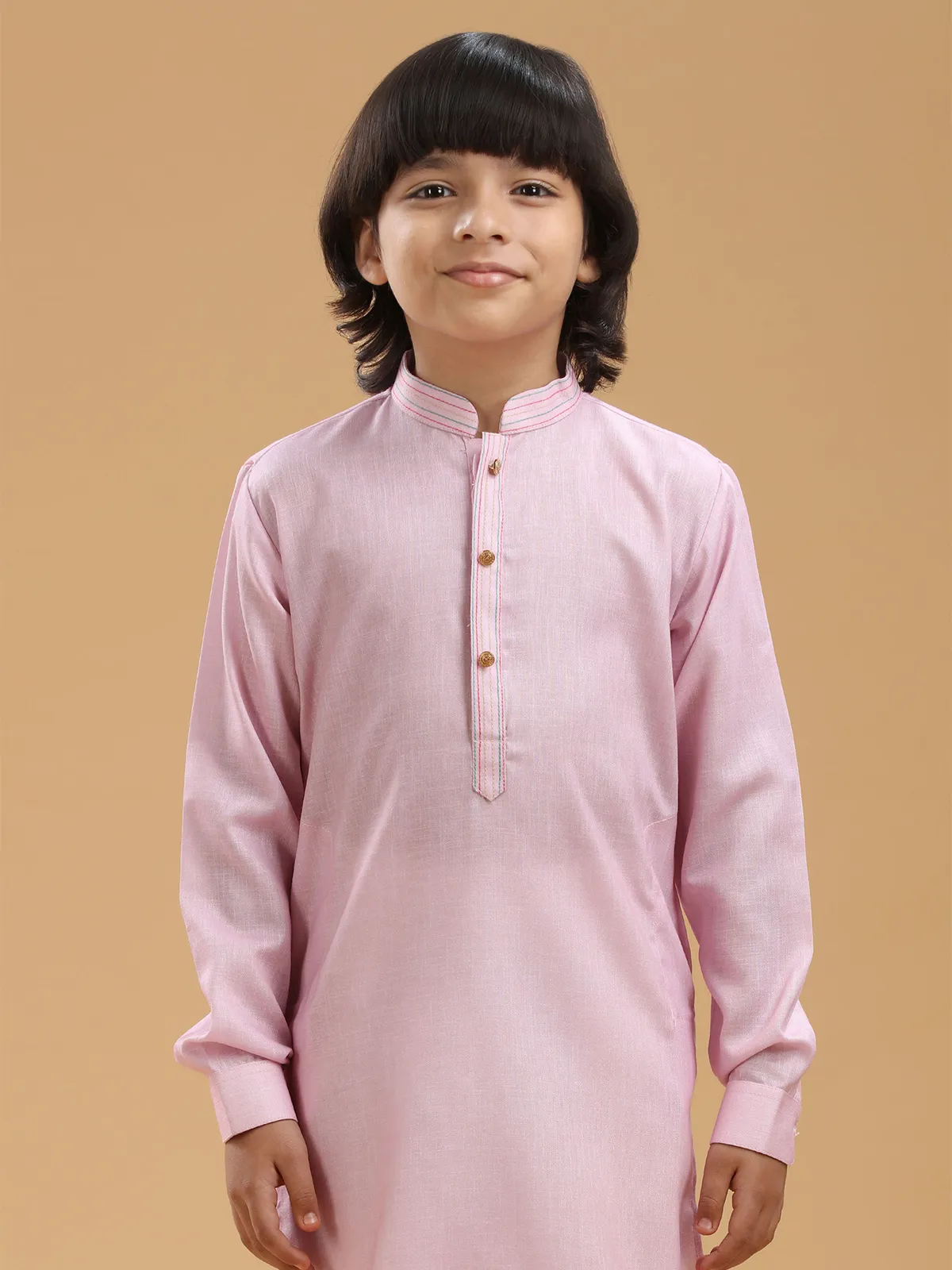 Light pink linen kurta suit